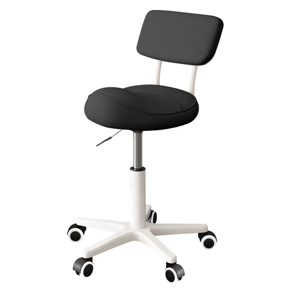 HDHNBA Swivel Rolling Saddle Stool with Back Support Thick Padded Seat for Salon Office Home, Black