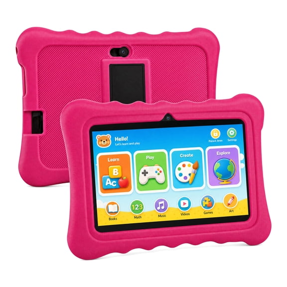 HDJ 7" Kids Tablet,Children Tablet with Parent Control 32GB Android 13, Bluetooth, Wi-Fi, Pink