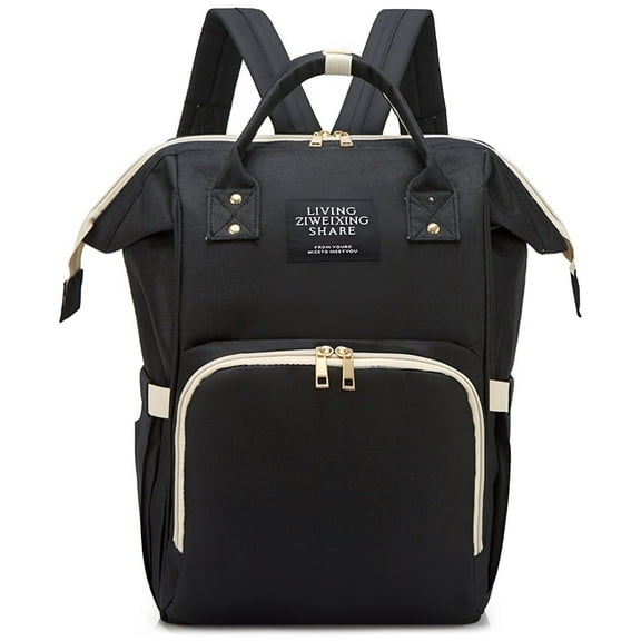 HDJ Large Capacity Waterproof Diaper Bag Backpack, Black