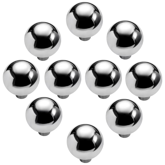 HDJNal 10 Pack Bright Silver Drawer Pulls Kitchen Cabinet Knobs Solid Ball Shape Dresser Drawer Knobs Dresser Knobs Drawer Knobs Simple Cabinet Hardware for Cupboard Drawer Pulls