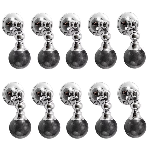 HDJNal 10 Pack Marble Stone Pattern Polished Chrome Ball Shape Aluminum Profile Drawer Knobs Cabinet Handles Pulls with Screws for Kitchen Bedroom Furniture with Solid Brass Base,Black
