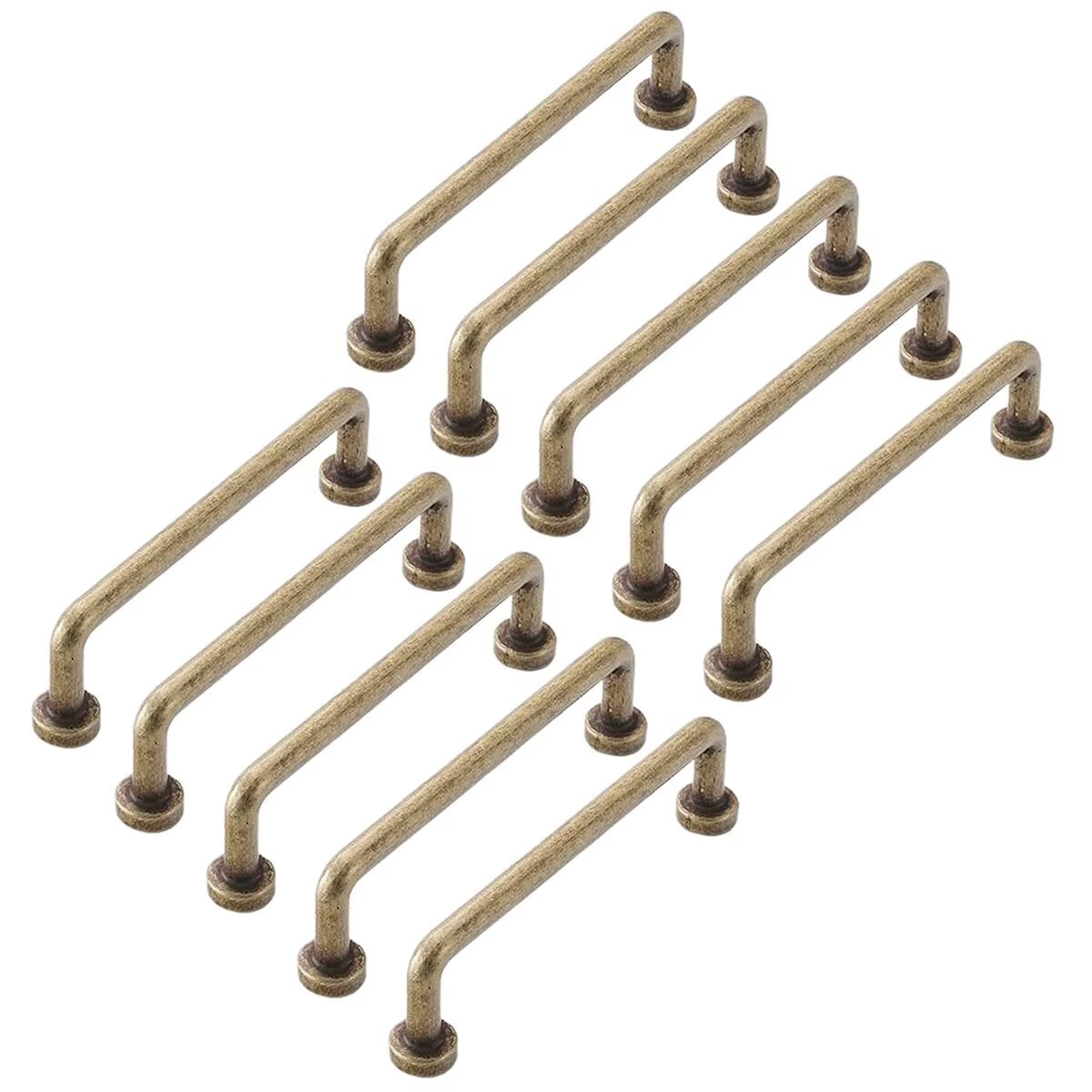 HDJNal 10 Pcs Antique Brass Cabinet Bar Pulls Vintage Drawer Handles Closet Classic Retro Cabinet Drawer Knobs Home Kitchen Improvement Hardware,CC 96mm
