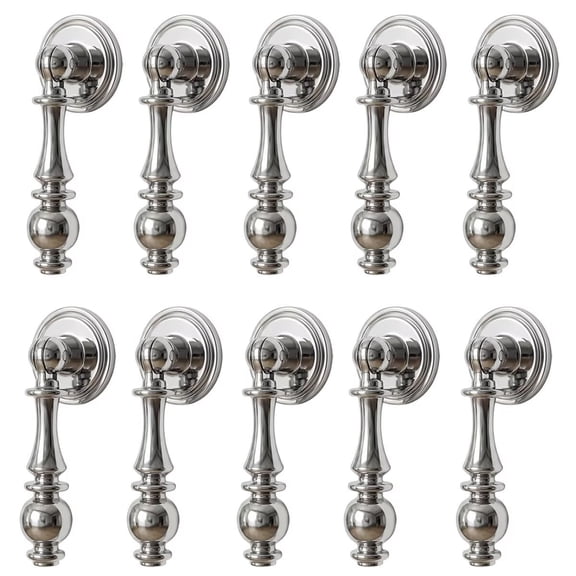 HDJNal 10 Pcs Vintage Drop Cabinet Pulls 2.55 Inch Zinc Alloy Drawer Handles Polished Nickel Dresser Knobs Decorative Pendant Style Hardware for Kitchen Cabinets Nightstand Cupboard
