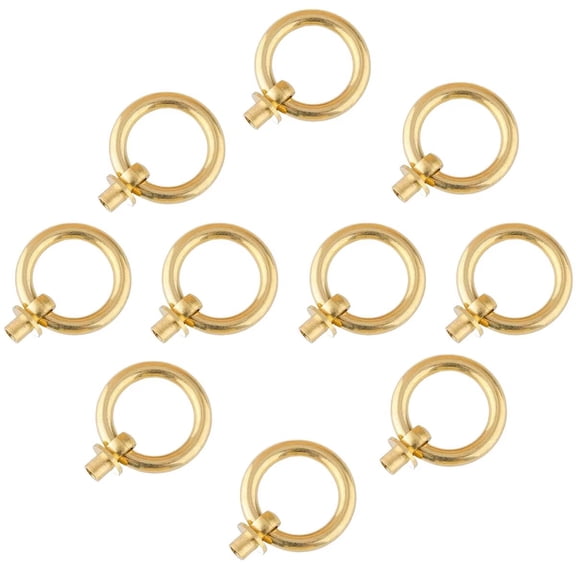 HDJNal 10Pcs 25mm Solid Brass Antique Brass Pulls for Dresser Drawer Ring Pulls Furniture Hardware Brushed Gold Wardrobe Door Handles,Modern Drawer Pulls