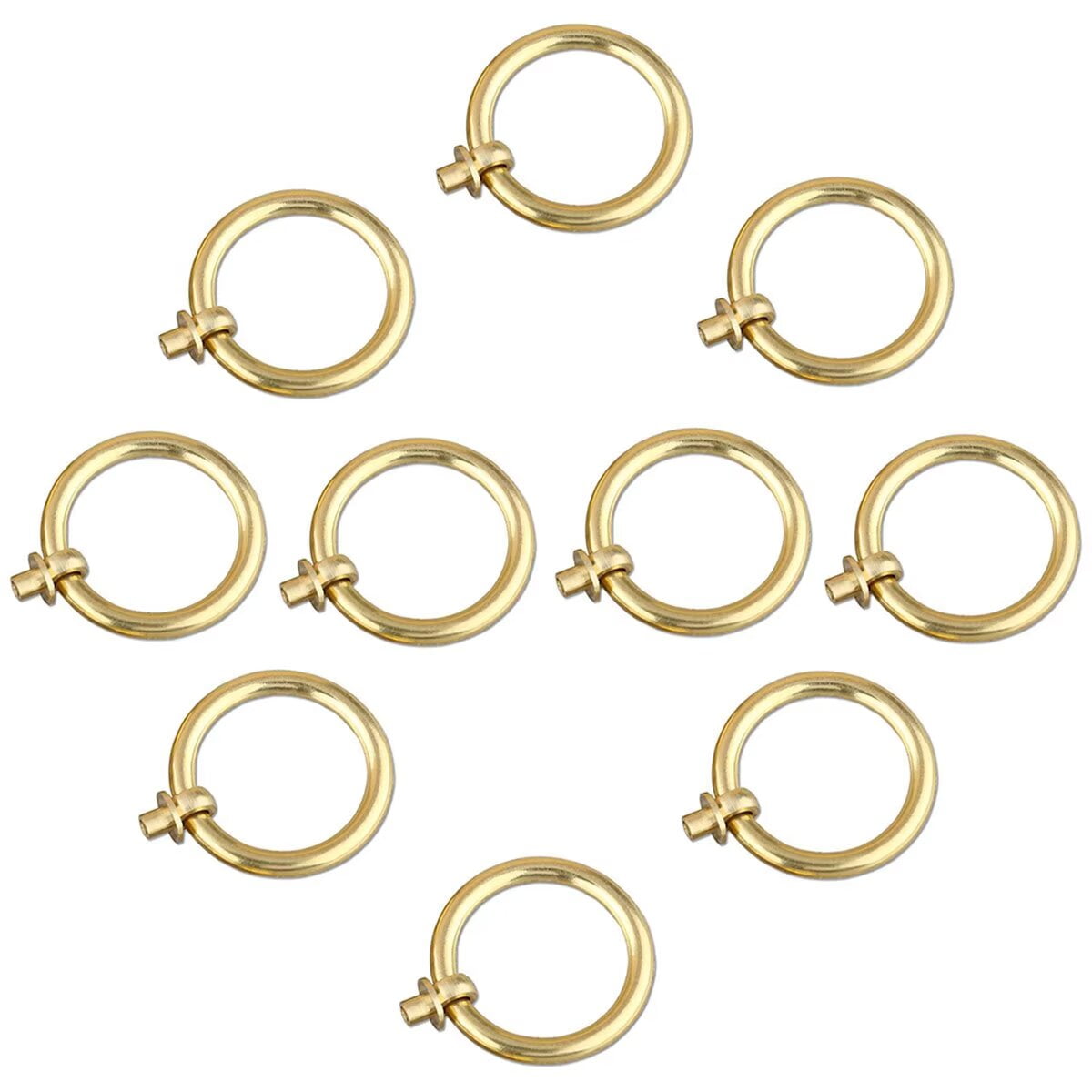 HDJNal 10Pcs 40mm Solid Brass Antique Brass Pulls for Dresser Drawer Ring Pulls Furniture Hardware Brushed Gold Wardrobe Door Handles,Modern Drawer Pulls