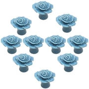 HDJNal 10Pcs Antique Rose Flower Cabinet Knob, Vintage Ceramics Handles Decorative Dresser Knobs Cabinets Closets Girls Furniture Drawer Bookcase Cabinet Handle Blue