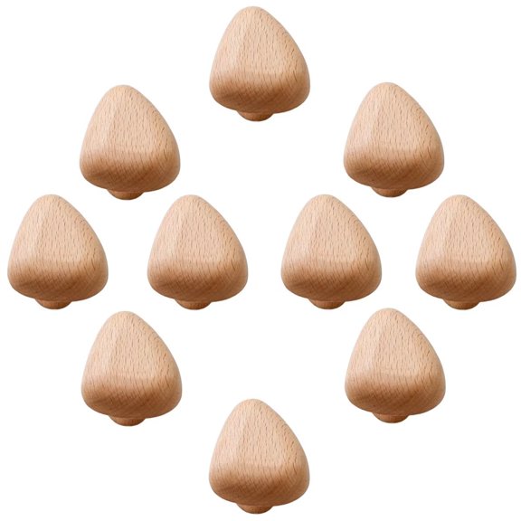 HDJNal 10Pcs Mushroom Shape Wooden Knobs,Natural Beach Wood Kitchen Cabinet Pulls Retro Style Cobblestone Wood Handles for Living Room Children's Room with Screws,Furniture Hardware