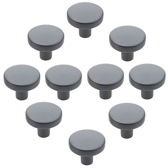 HDJNal 10Pcs Round Shape Furniture Handles | Classic Zinc Alloy Cabinet Knobs | Black Drawer Pulls Ideal for Any Home, Kitchen or Office | 6 Colors Available