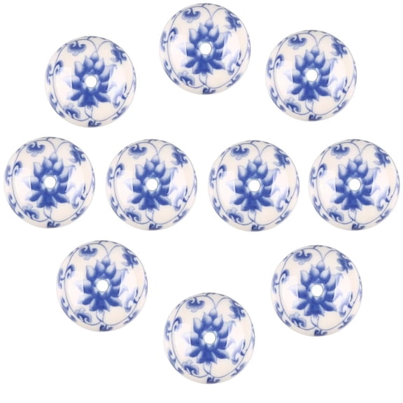 HDJNal 10Pcs Vintage Shabby Cabinet Pull Knobs Floral Hand Painted Ceramic Pumpkin Cupboard Wardrobe Cabinet Drawer Door Handles Pulls Knob,Blue and White Flower