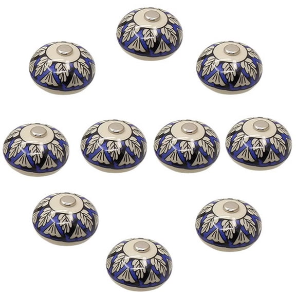 HDJNal 10Pcs Vintage Shabby Cabinet Pull Knobs Floral Hand Painted Ceramic Pumpkin Cupboard Wardrobe Cabinet Drawer Door Handles Pulls Knob,Robinia Idaho