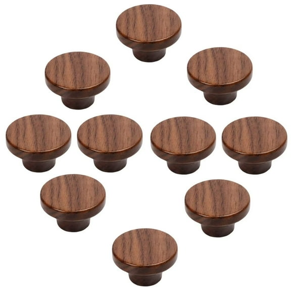 HDJNal 10Pcs Walnut Wood Knobs -40mm Round Wood Drawer Knobs Cabinet Knobs Pulls Handles Dresser Knobs Wardrobe Cupboard Knobs Natural Wooden Furniture Knobs Kitchen Knobs Door Knobs