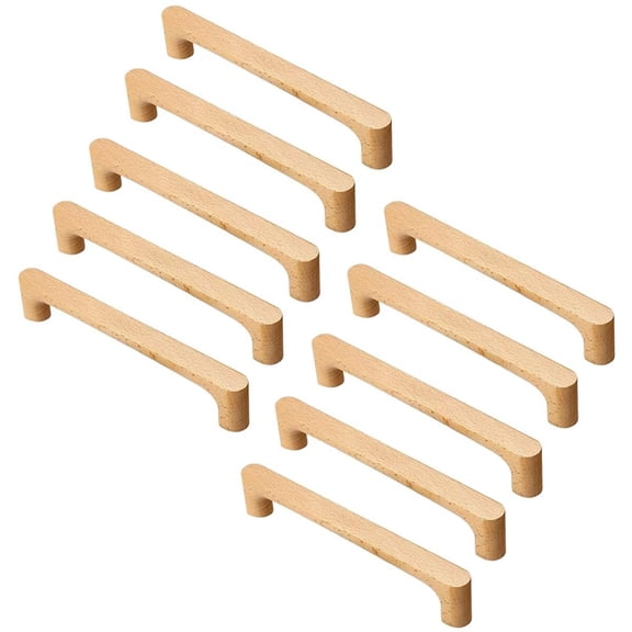 HDJNal 10Pcs Wooden Knobs, Natural Wood Kitchen Cabinet Pulls Retro Style Wood Handles