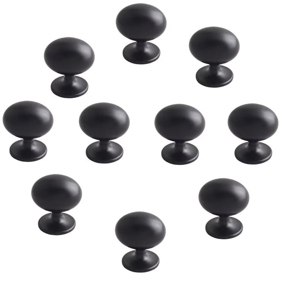 HDJNal 10Pcs Zinc Alloy Cabinet Knobs, 29mm Cute Pigeon Eggs Dumb Black Drawer Knobs Ball Dresser Knob Pull Handles with Screws for Cupboard, Wardrobe, Kitchen, Bedroom, Door