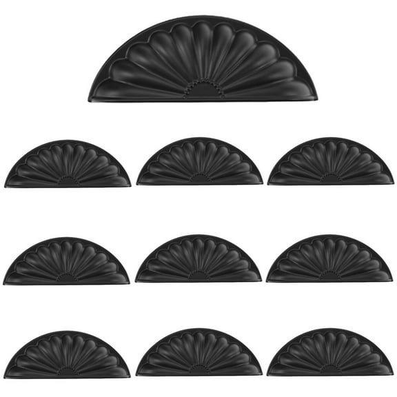 HDJNal 10Pcs Zinc Alloy Drawer Knobs Pulls Handles - Black Shell Shape Bin Cup Pull Vintage Kitchen Cabinets Furniture Wardrobe Medicine Pull Handle (Length: 92mm Width: 35mm)