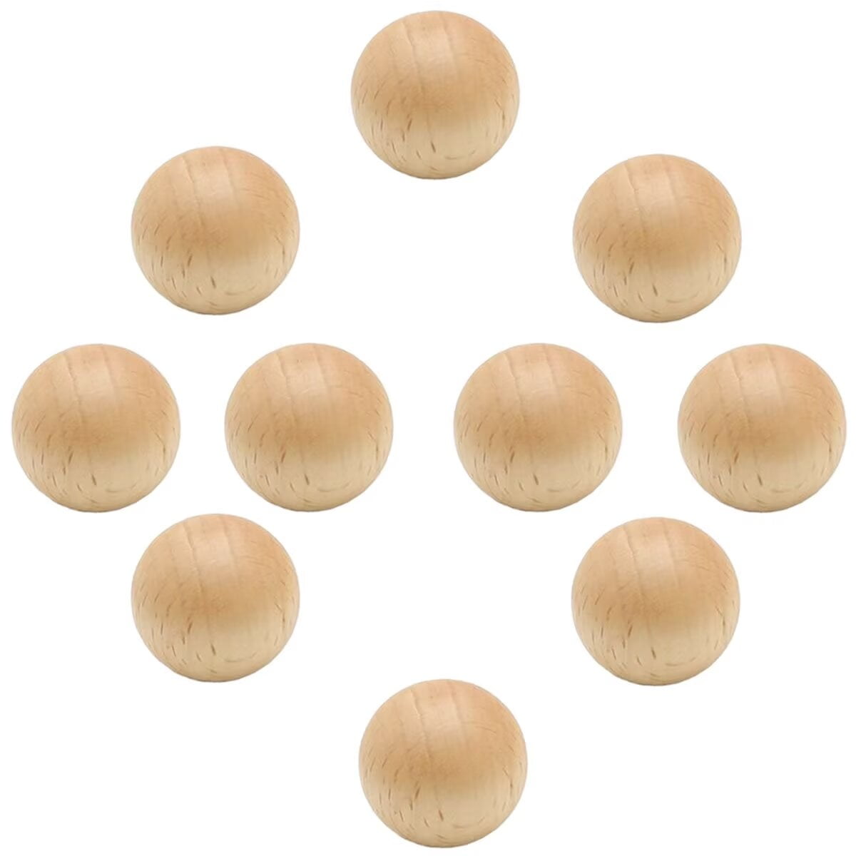 HDJNal 10pcs 30mm Beech Wooden Ball Shape Handles, Cupboard Handles, Door Knobs Drawer Handles Cabinet Drawer Cupboard Kitchen Wood Pull Handle Wardrobe Door Handles