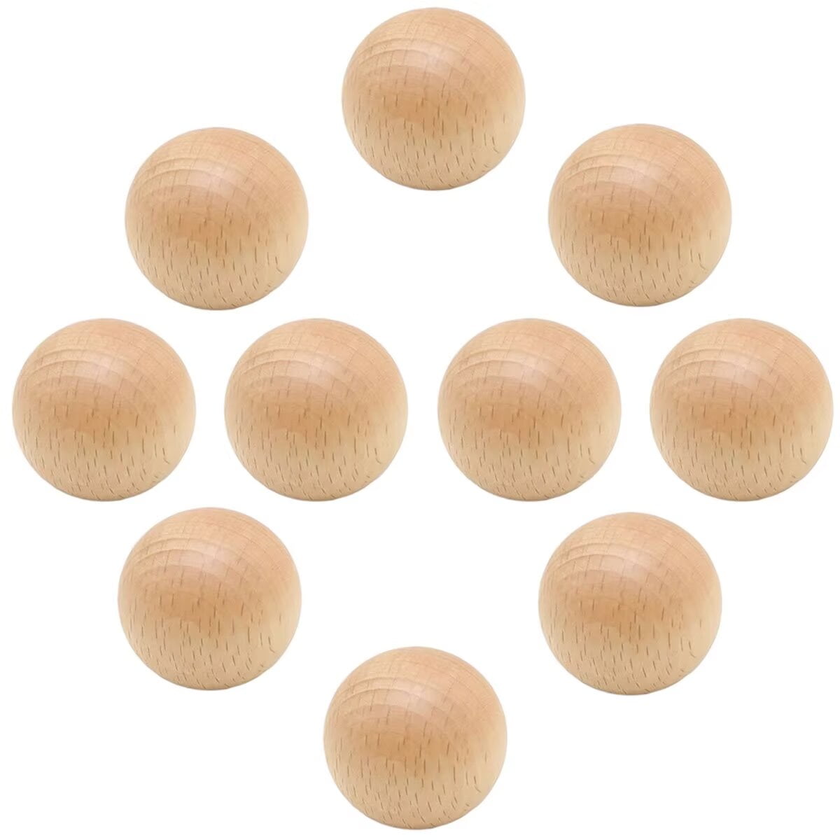 HDJNal 10pcs 40mm Beech Wooden Ball Shape Handles, Cupboard Handles, Door Knobs Drawer Handles Cabinet Drawer Cupboard Kitchen Wood Pull Handle Wardrobe Door Handles
