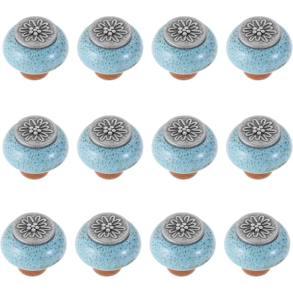 HDJNal 12Pcs Vintage Ceramic Cabinet Knobs, Farmhouse Drawer Pulls for Kitchen Cupboard Dresser, Screws Included