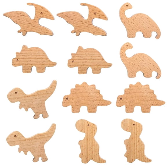 HDJNal 12pcs Wooden Dinosaur Cabinet Knobs Decorative Wood Dresser Knobs Natural Wild Animal Drawer Pulls with Screws Wood Animals Drawer Knobs Kids Suitable for Cabinets Furniture
