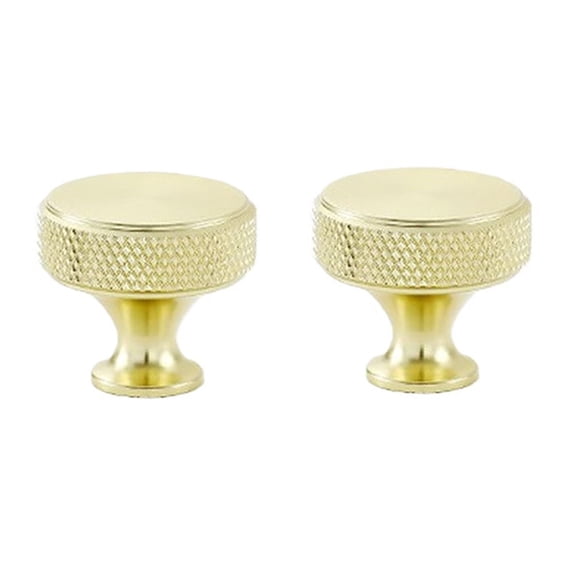HDJNal 2 Pcs Gold Round Shape Cabinet Pulls Modern Kitchen Drawer Handles, Knurled Drawer Pulls Knobs for Cupboard, Wardrobe,Dresser,Bedroom Nightsand