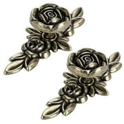 HDJNal 2Pcs Euro Rose Decorative Cabinet Knob with Backplate,Drawer Knob Cupboard Door Knobs,Cupboard Door Knobs, Drawer Pulls Cabinet Handle Knobs for Dresser Cabinet (Bronze)