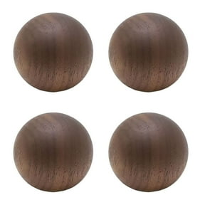 HDJNal 4Pcs 30mm Walnut Wooden Ball Shape Cabinet Knobs with Screws Decorative Dresser Knobs Natural Wood Furniture Knobs for Nursery Drawer Handles Room Dresser Pulls Decor