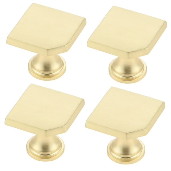 HDJNal 4Pcs Golden Cabinet Knobs - Classic Zinc Alloy Drawer Pulls,Square Shape ,Decorative Antique Handles Pulls for Furniture, Kitchen, Dresser, Wardrobe, Door, Office