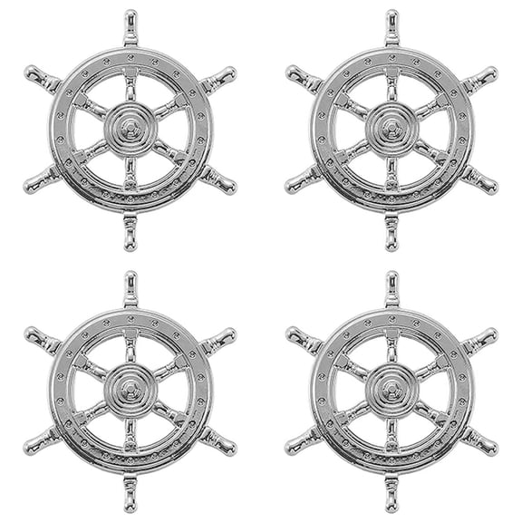 HDJNal 4Pcs Kitchen Cabinet Knobs Pull -Nautical Sea Theme Rudder Wheel Drawer Knobs Decorative Pulls Knobs Furniture Pulls,Chrome Drawer Dresser Handles Knobs Home Decor