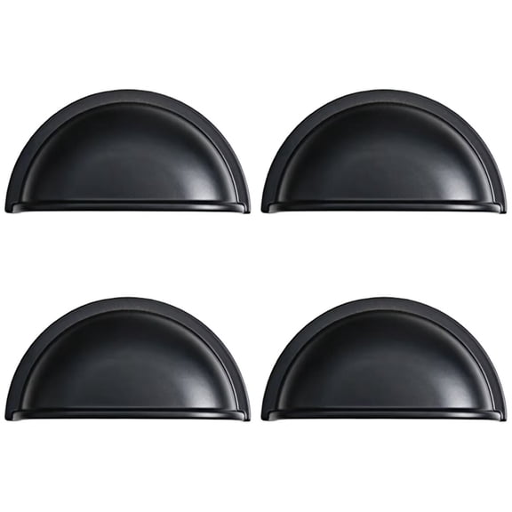 HDJNal 4pcs Black Seashell Drawer Pulls Handles Zinc Alloy for Cabinet Dresser Cupboard Wardrobe Beach Ocean Theme Knobs Home Kitchen Hardware Decoration,Hole centers 76mm