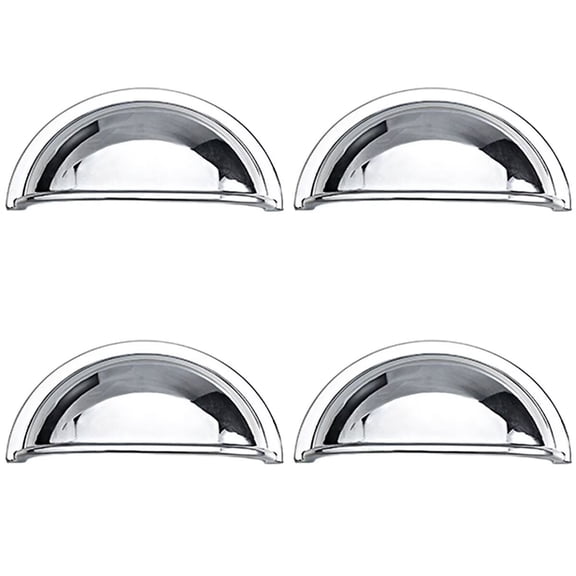 HDJNal 4pcs Chrome Seashell Drawer Pulls Handles Zinc Alloy for Cabinet Dresser Cupboard Wardrobe Beach Ocean Theme Knobs Home Kitchen Hardware Decoration,Hole centers 76mm