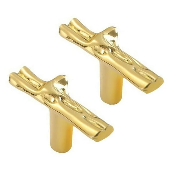 HDJNal 50mm Creative Cabinet Drawer Pulls Handle - 2pcs Golden Branch Decorative Cabinet Knobs Drawer Wardrobe Door Handle Zinc Alloy Retro Garden Hotel Branch Tree Shape Handle