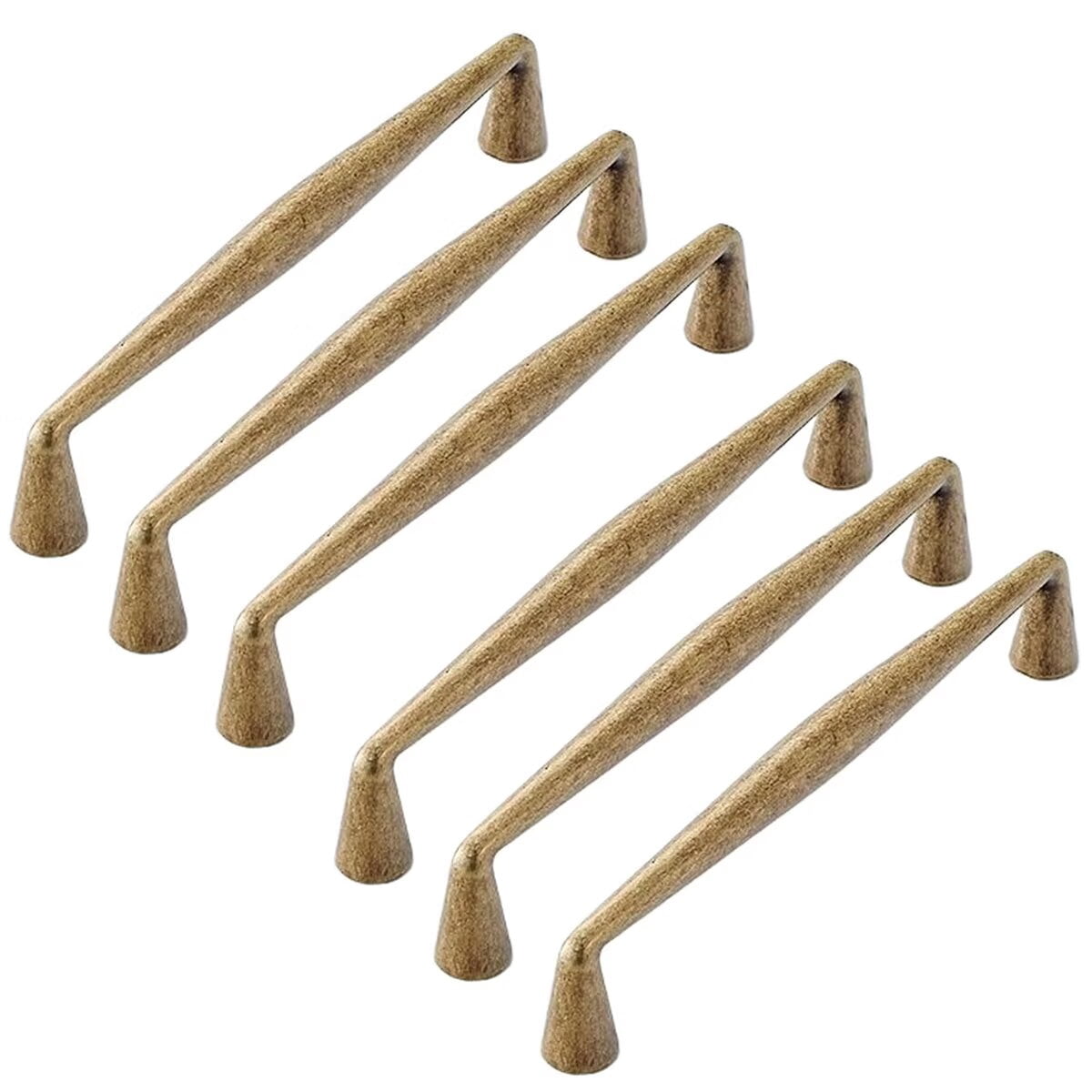 HDJNal 6 Pack Antique Brass Kitchen Drawer Pulls Retro Cabinet Hardware - 5.03''(128mm) c-c Vintage Bronze Dresser Handles for Bar Cupboard Closet Wardrobe