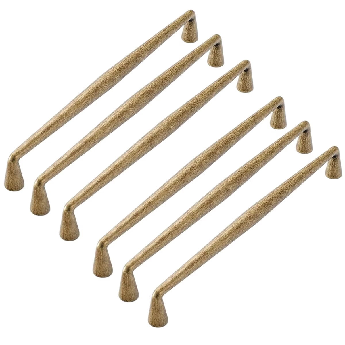 HDJNal 6 Pack Antique Brass Kitchen Drawer Pulls Retro Cabinet Hardware - 7.56''(192mm) c-c Vintage Bronze Dresser Handles for Bar Cupboard Closet Wardrobe