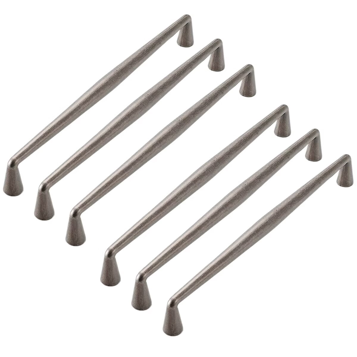 HDJNal 6 Pack Antique Silver Kitchen Drawer Pulls Retro Cabinet Hardware - 7.56''(192mm) c-c Vintage Silver Dresser Handles for Bar Cupboard Closet Wardrobe