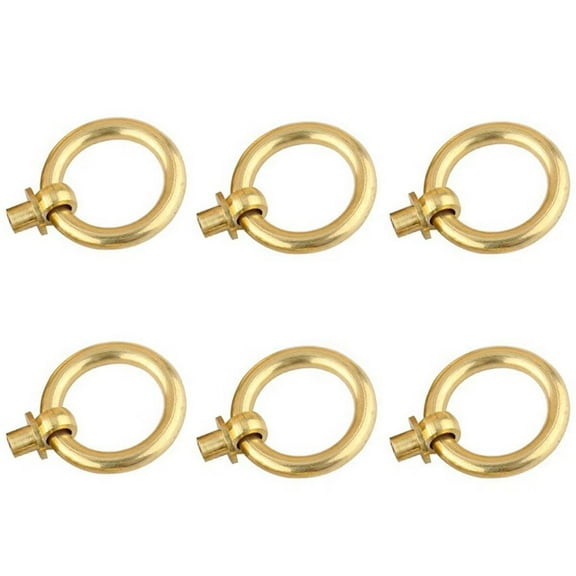 HDJNal 6 Pcs 20mm Gold Drawer Pulls, Ring Pulls for Cabinet Dresser Gold Cabinet Pulls, Cabinet Handles Gold Cabinet Pulls, Dresser and Drawer Handles, Brass Knobs and Pulls