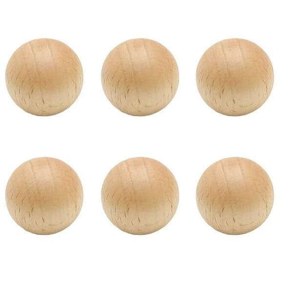 HDJNal 6PCS 30mm Beech Wooden Ball Shape Cabinet Knobs Wood Dresser Knobs - Classic Wodden Drawer Pulls,Decorative Antique Handles for Furniture, Kitchen, Dresser, Wardrobe, Door, Office