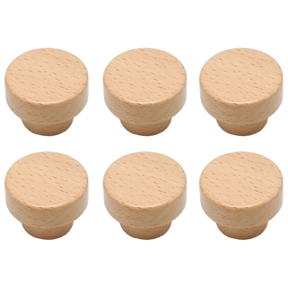 HDJNal 6PCS 35mm Natural Wooden Knobs Round Drawer Knobs Vintage Wood Drawer Pulls Wood Cabinet Handles with Screws for Home Kitchen Office Drawer Door Shoesbox Furniture