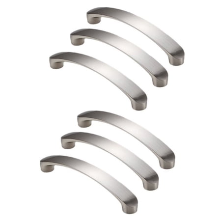 HDJNal 6PCS Brushed Satin Nickel Cabinet Pulls Kitchen Cabinet Handles Stainless Steel Silver Drawer Pulls Solid Cabinet Hardware,3-3/4 inch Holes Centers