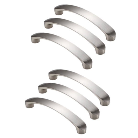 HDJNal 6PCS Brushed Satin Nickel Cabinet Pulls Kitchen Cabinet Handles Stainless Steel Silver Drawer Pulls Solid Cabinet Hardware,3-3/4 inch Holes Centers
