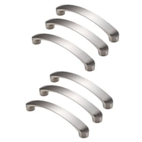 HDJNal 6PCS Brushed Satin Nickel Cabinet Pulls Kitchen Cabinet Handles Stainless Steel Silver Drawer Pulls Solid Cabinet Hardware,3-3/4 inch Holes Centers