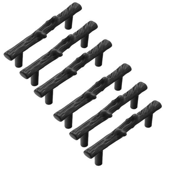 HDJNal 6PCS Creative Cabinet Knobs,Black Drawer Pull Handles for Luxury Cabinets, Cupboard, Drawer Door,Tree Branch Metal Drawer Pulls,Retro Drawer Door Dress Handle (CC:76mm)