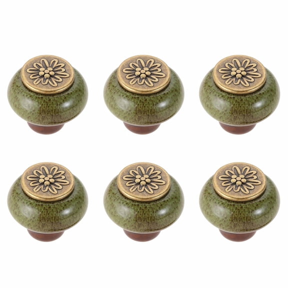HDJNal 6Pcs Farmhouse Ceramic Cabinet Knobs, Drawer Pulls for Kitchen Cupboard Dresser Closet, Screws Included