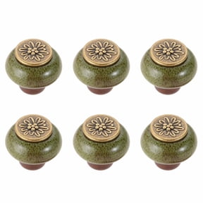 HDJNal 6Pcs Farmhouse Ceramic Cabinet Knobs, Drawer Pulls for Kitchen Cupboard Dresser Closet, Screws Included
