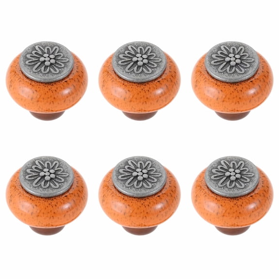 HDJNal 6Pcs Farmhouse Ceramic Cabinet Knobs, Drawer Pulls for Kitchen Cupboard Dresser Closet, Screws Included