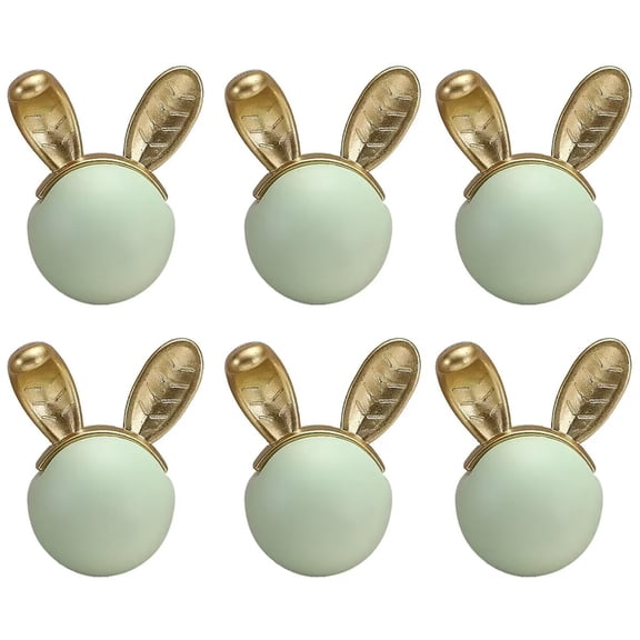 HDJNal 6pcs Loverly Green Rabbit Shape Ceramic Cabinet Kitchen Knobs Handles Modern Single Hole Knobs for Drawer Cupboard Closet, with Mounting Screws