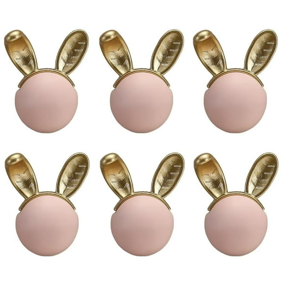 HDJNal 6pcs Loverly Pink Rabbit Shape Ceramic Cabinet Kitchen Knobs Handles Modern Single Hole Knobs for Drawer Cupboard Closet, with Mounting Screws