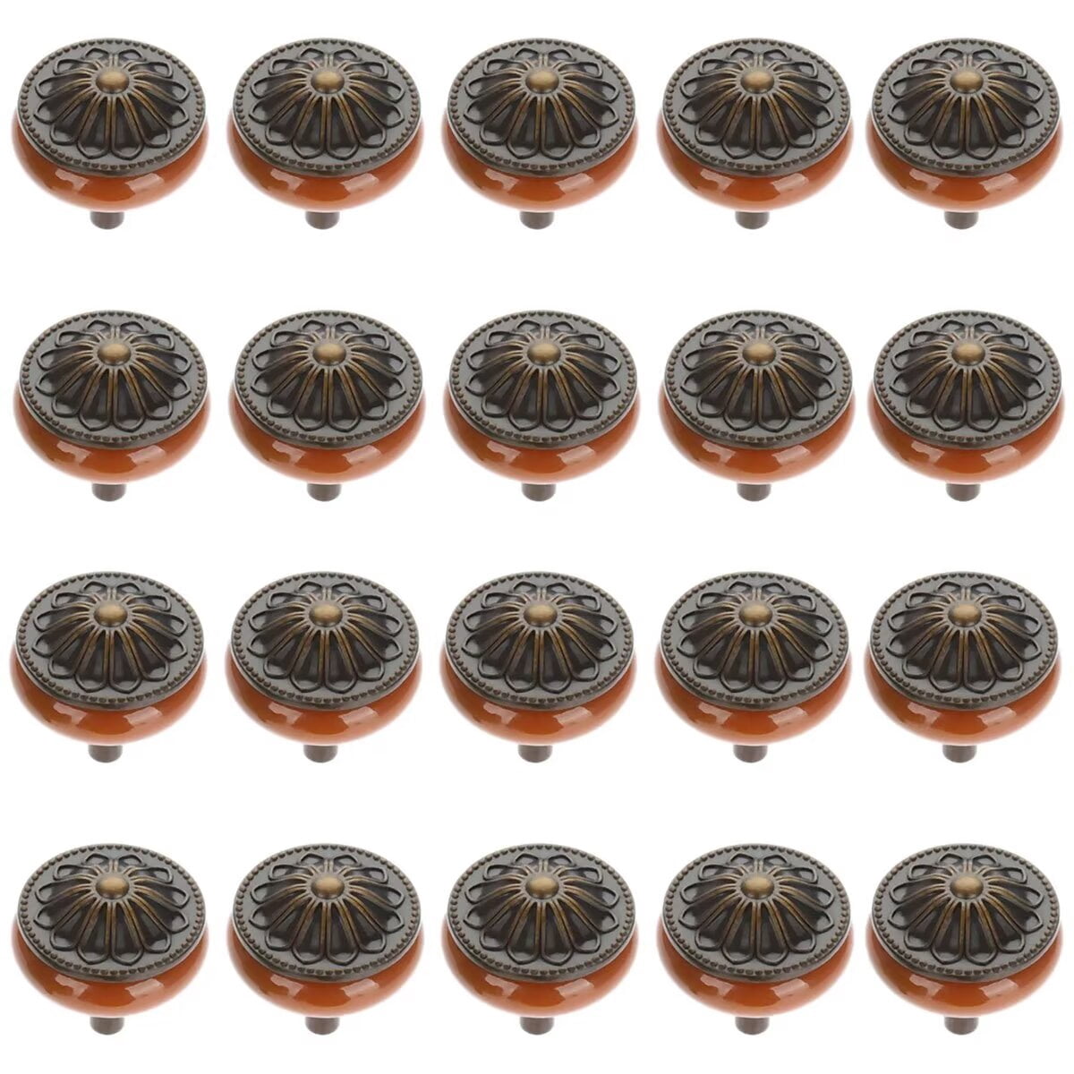HDJNal Antique Bronze Ceramic Drawer Knob Cupboard Pulls Handles Wardrobe Drawer Cabinet Door Kitchen Knobs and Pull Handles for Cupboards ,Dresser ,Kitchen, Pack of 20 (Brown)