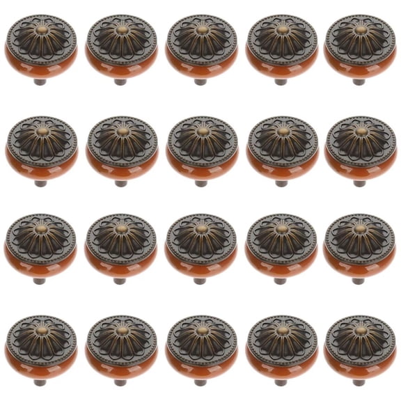 HDJNal Antique Bronze Ceramic Drawer Knob Cupboard Pulls Handles Wardrobe Drawer Cabinet Door Kitchen Knobs and Pull Handles for Cupboards ,Dresser ,Kitchen, Pack of 20 (Brown)
