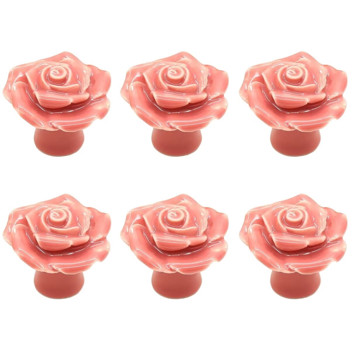 pink rose dresser knobs HDJNal Antique Rose Flower Cabinet Knobs, 6pcs Vintage Ceramics Handles  Decorative Drawer Handle Knobs for Dresser Cabinet with Mounting Screws  (Pink)
