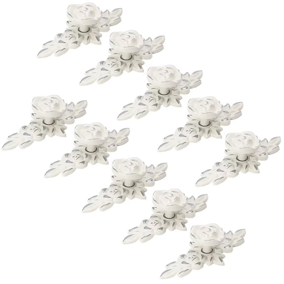 HDJNal Antique Rose Flower Cabinet Knobs with Backplate, Vintage Shabby Chic Zinc Alloy Drawer Pull Handles for Dresser Vanity Nightstand Cupboard Wardrobe,10 Pack (Silver Line)