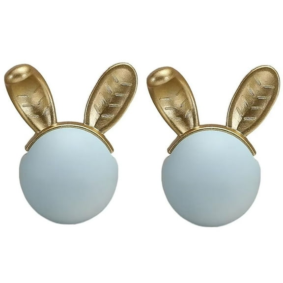 HDJNal Blue Rabbit Shape Cabinet Knobs - Set of 2 - Ceramic Drawer Pull Handle Kitchen Cupboard Wardrobe Knob Kid's Room Decorative Furniture Hardware